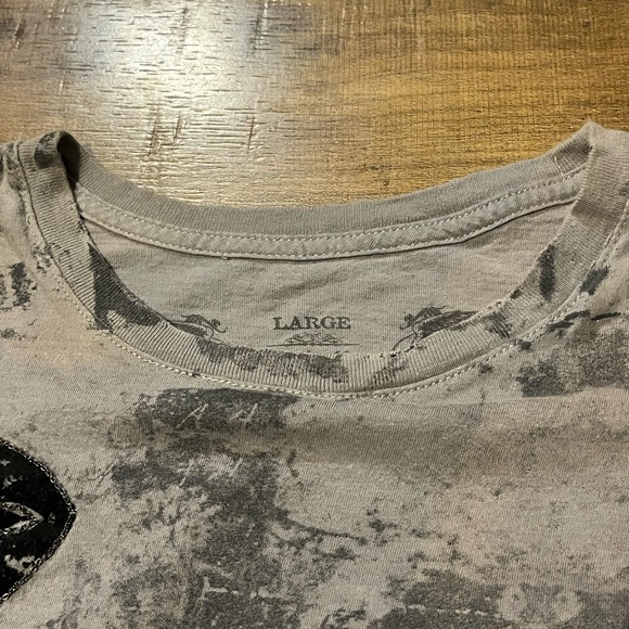 Rare Vintage Affliction Gray Graphic Short Sleeve T-Shirt for Men Size Large - Picture 5 of 6